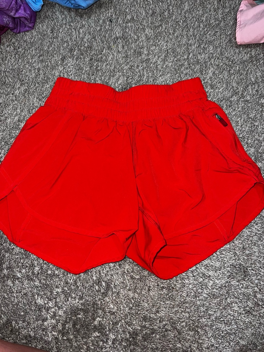 Lululemon athletica Tracker Bright Red/Orange Shorts 6
